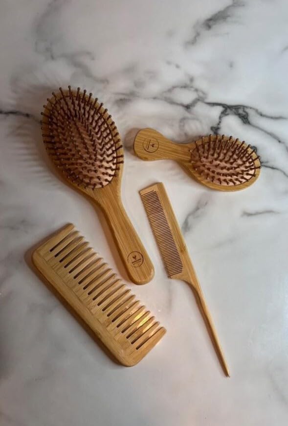 Phoenix Forge Bamboo Hairbrush and Comb Set