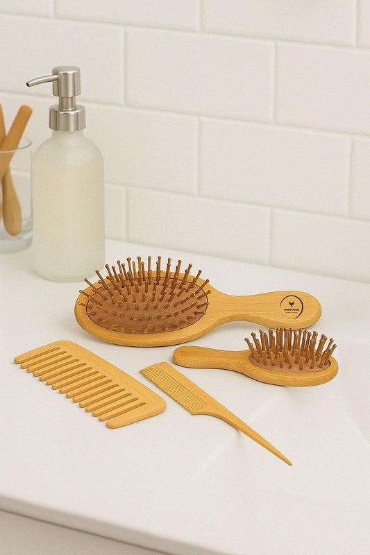 Phoenix Forge Bamboo Hairbrush and Comb Set