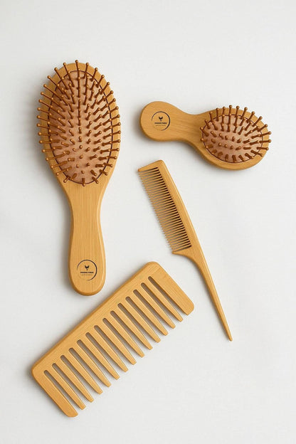 Phoenix Forge Bamboo Hairbrush and Comb Set