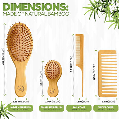 Phoenix Forge Bamboo Hairbrush and Comb Set