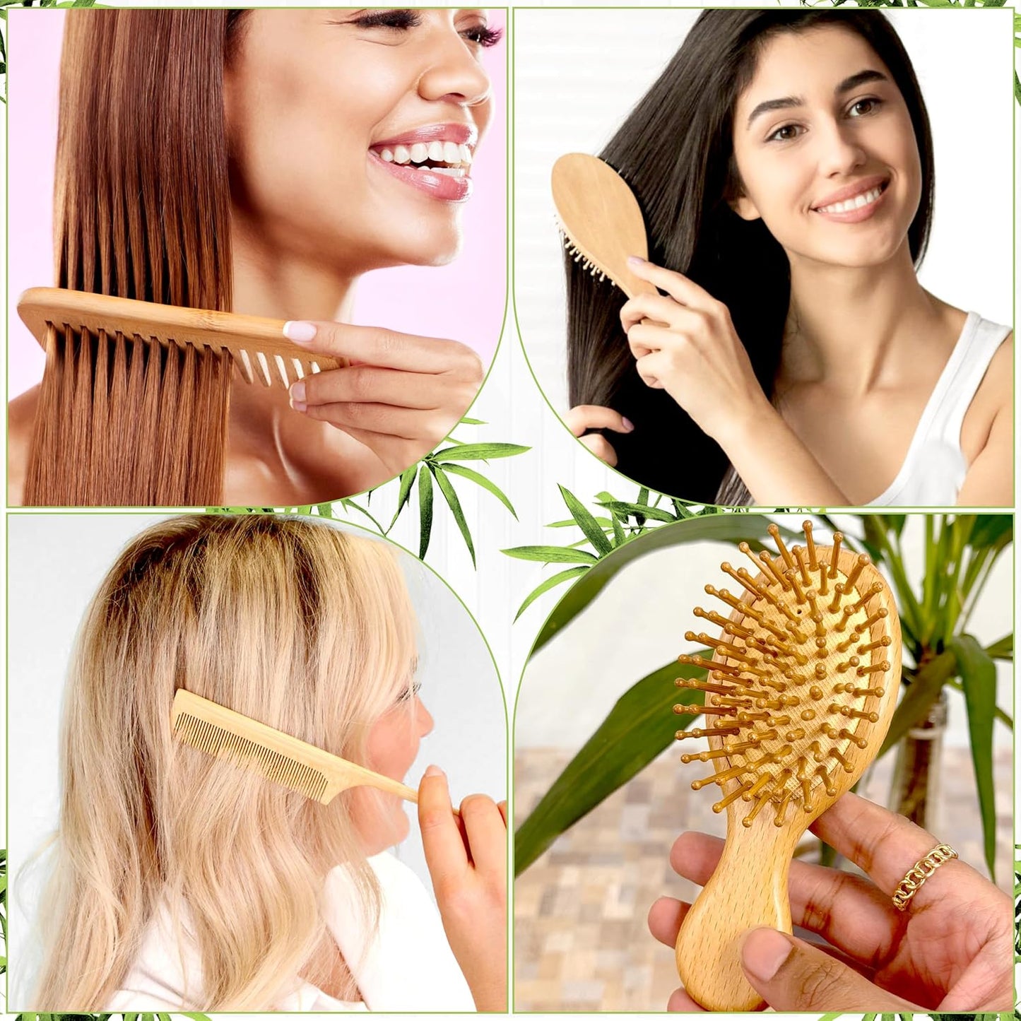 Phoenix Forge Bamboo Hairbrush and Comb Set