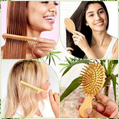 Phoenix Forge Bamboo Hairbrush and Comb Set