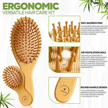 Phoenix Forge Bamboo Hairbrush and Comb Set
