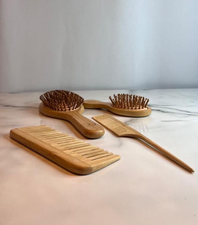 Phoenix Forge Bamboo Hairbrush and Comb Set